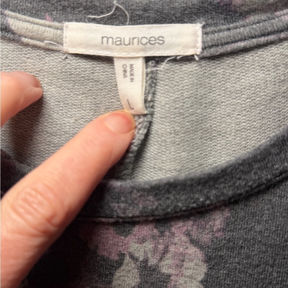 Maurices Floral Short Sleeve Dress - Gray and Purple - Picture 3 of 4